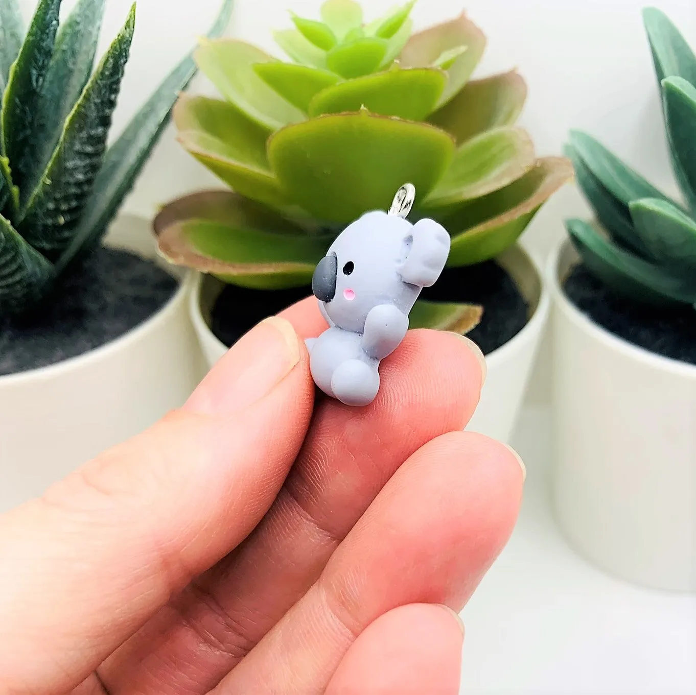 1, 4 or 20 Pieces: Polymer Clay Gray Koala Bear Charm Pendants