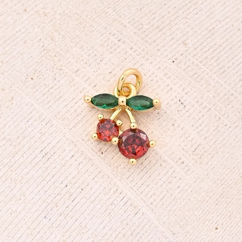 1 Pc/Package 13x13mm 13x6mm 13x9.5mm Hole 2~2.9mm Hole 3~3.9mm Copper Zircon 18K Gold Plated Cherry Pineapple Polished Pendant