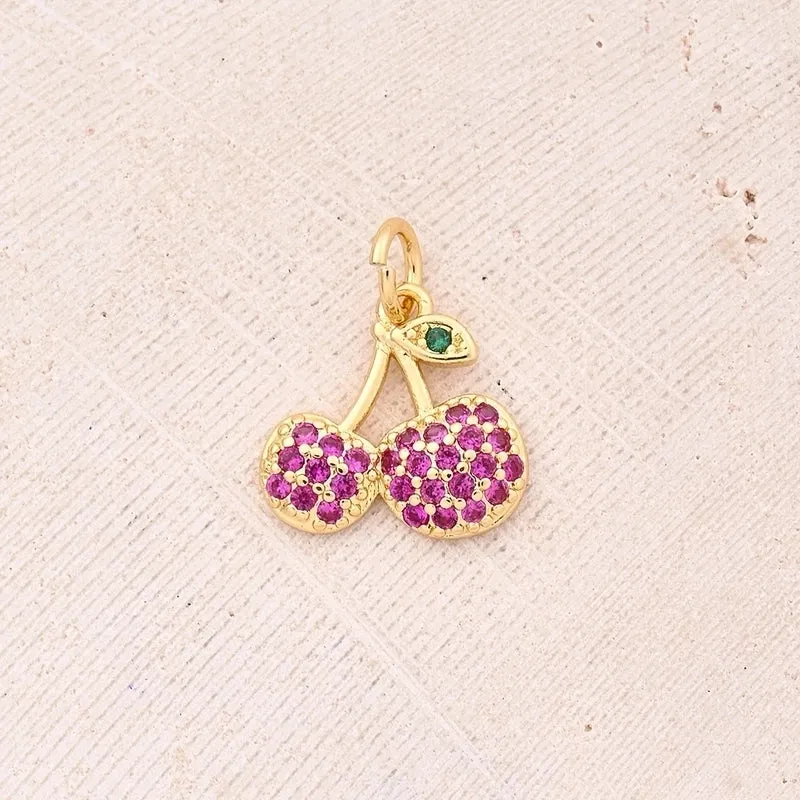 1 Pc/Package 13x13mm 13x6mm 13x9.5mm Hole 2~2.9mm Hole 3~3.9mm Copper Zircon 18K Gold Plated Cherry Pineapple Polished Pendant