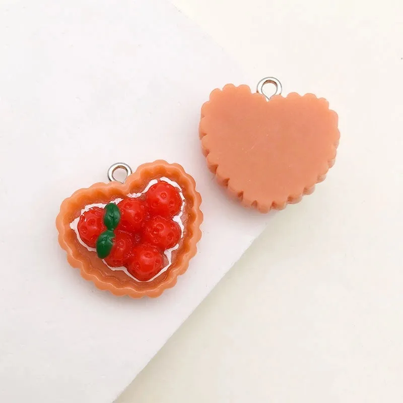 1 Piece 10 * 20mm 14 * 22mm 16*25mm Resin Heart Shape Strawberry Mushroom Pendant