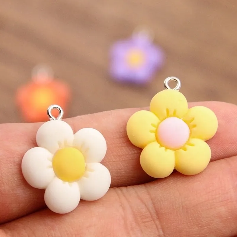 1 Piece 21 * 24mm Resin Flower Pendant