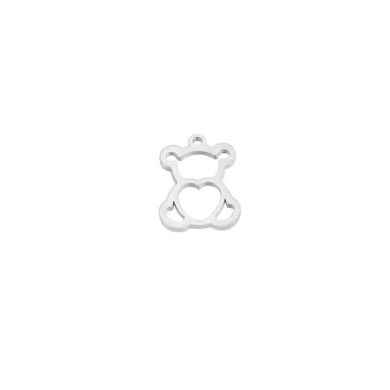 1 Piece Stainless Steel None 18K Gold Plated Bear Heart Shape Pendant