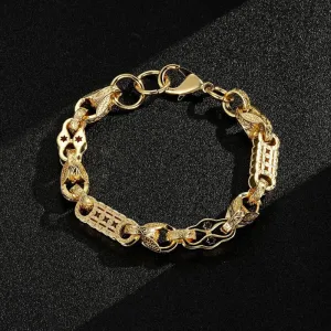 12mm Gold Tulip x Stars and Bars Bracelet 8.5/9 Inch