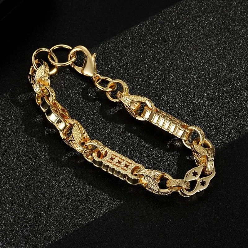 12mm Gold Tulip x Stars and Bars Bracelet 8.5/9 Inch