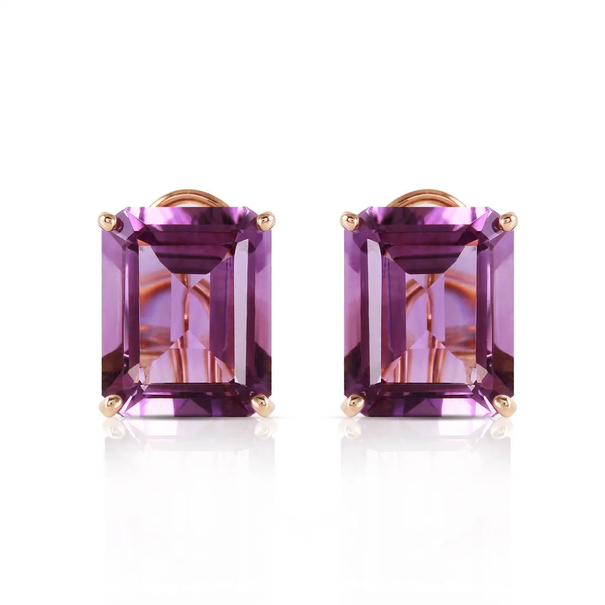 13 Carat 14K Solid Yellow Gold Distinction Amethyst Earrings