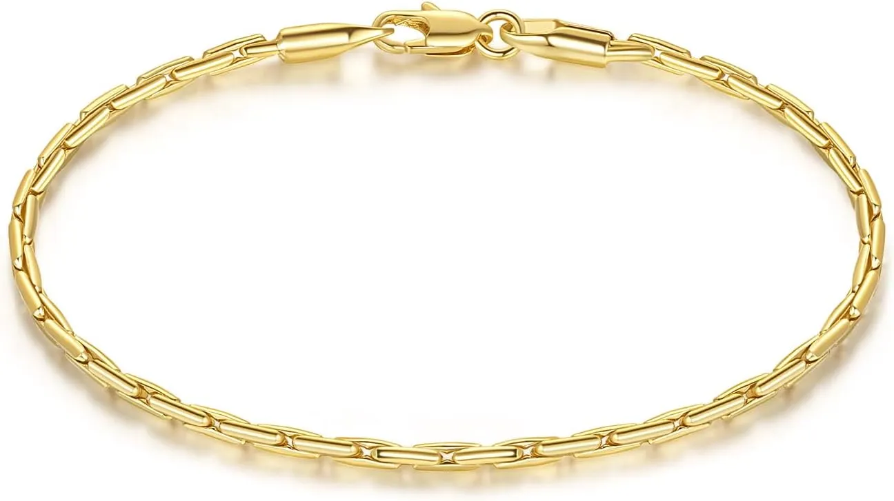 14K Gold Bracelets for Women Gold Bracelets for Women Delicate Link Chain Bracelet for Men Available in 5 Sizes (6.5, 7, 7.5, 8, 8.5in)