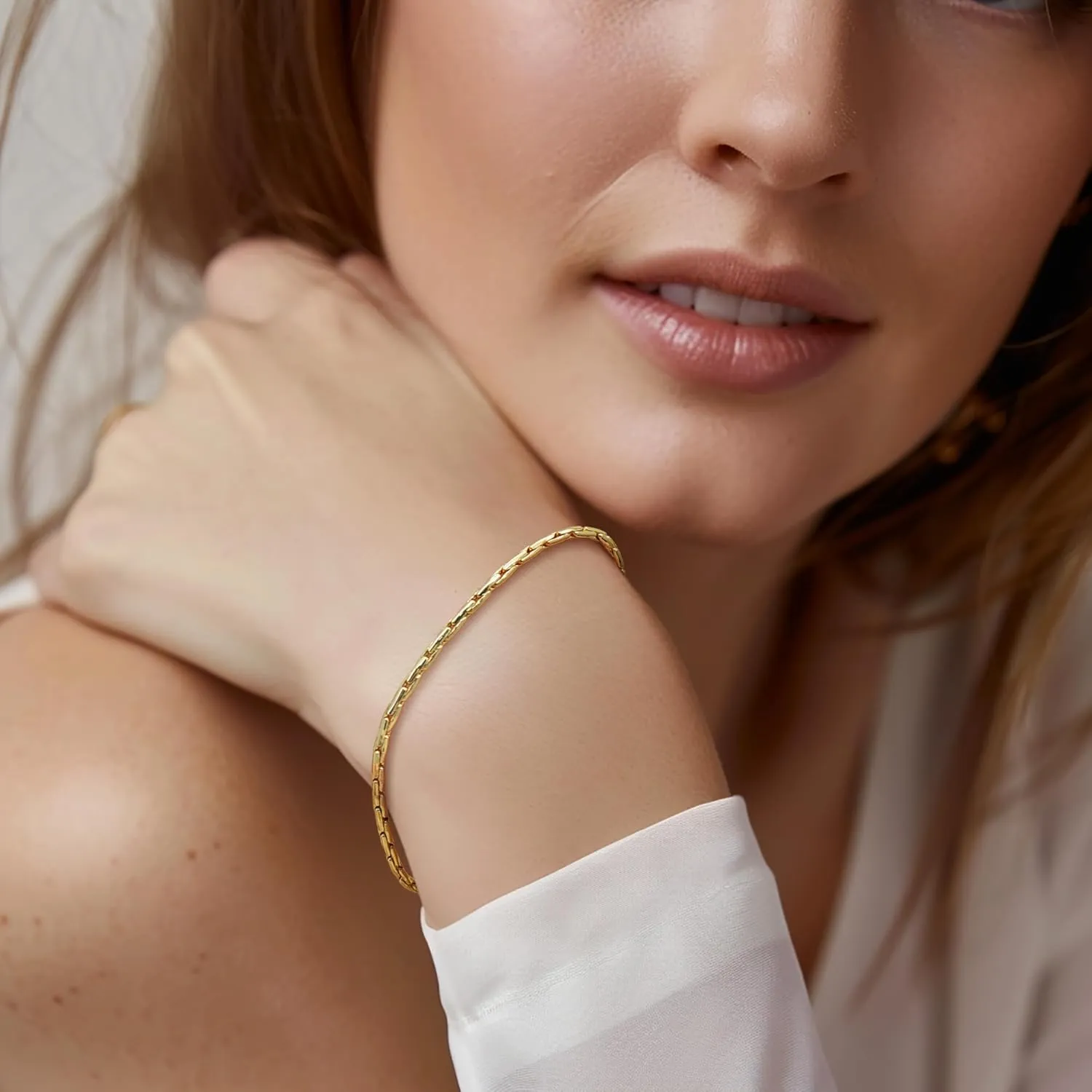 14K Gold Bracelets for Women Gold Bracelets for Women Delicate Link Chain Bracelet for Men Available in 5 Sizes (6.5, 7, 7.5, 8, 8.5in)