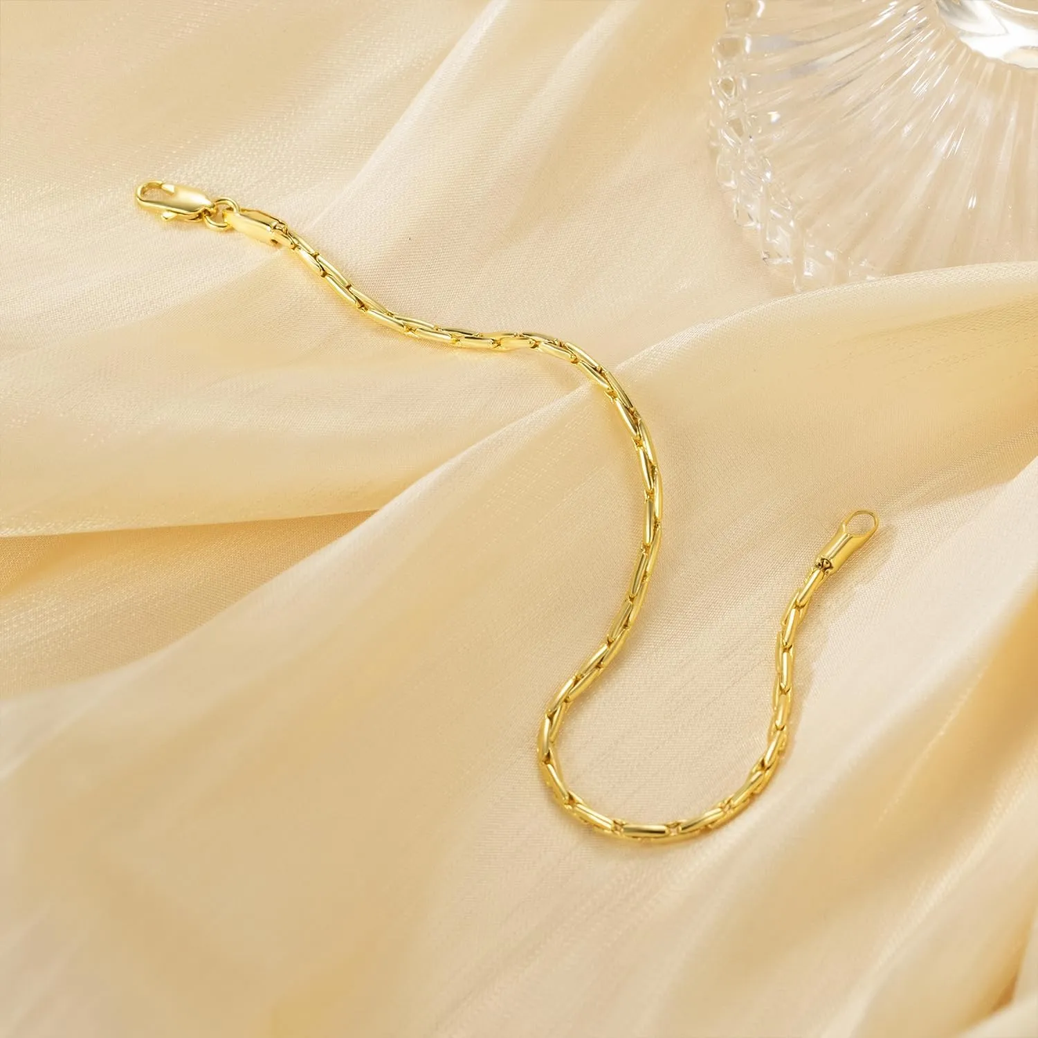 14K Gold Bracelets for Women Gold Bracelets for Women Delicate Link Chain Bracelet for Men Available in 5 Sizes (6.5, 7, 7.5, 8, 8.5in)