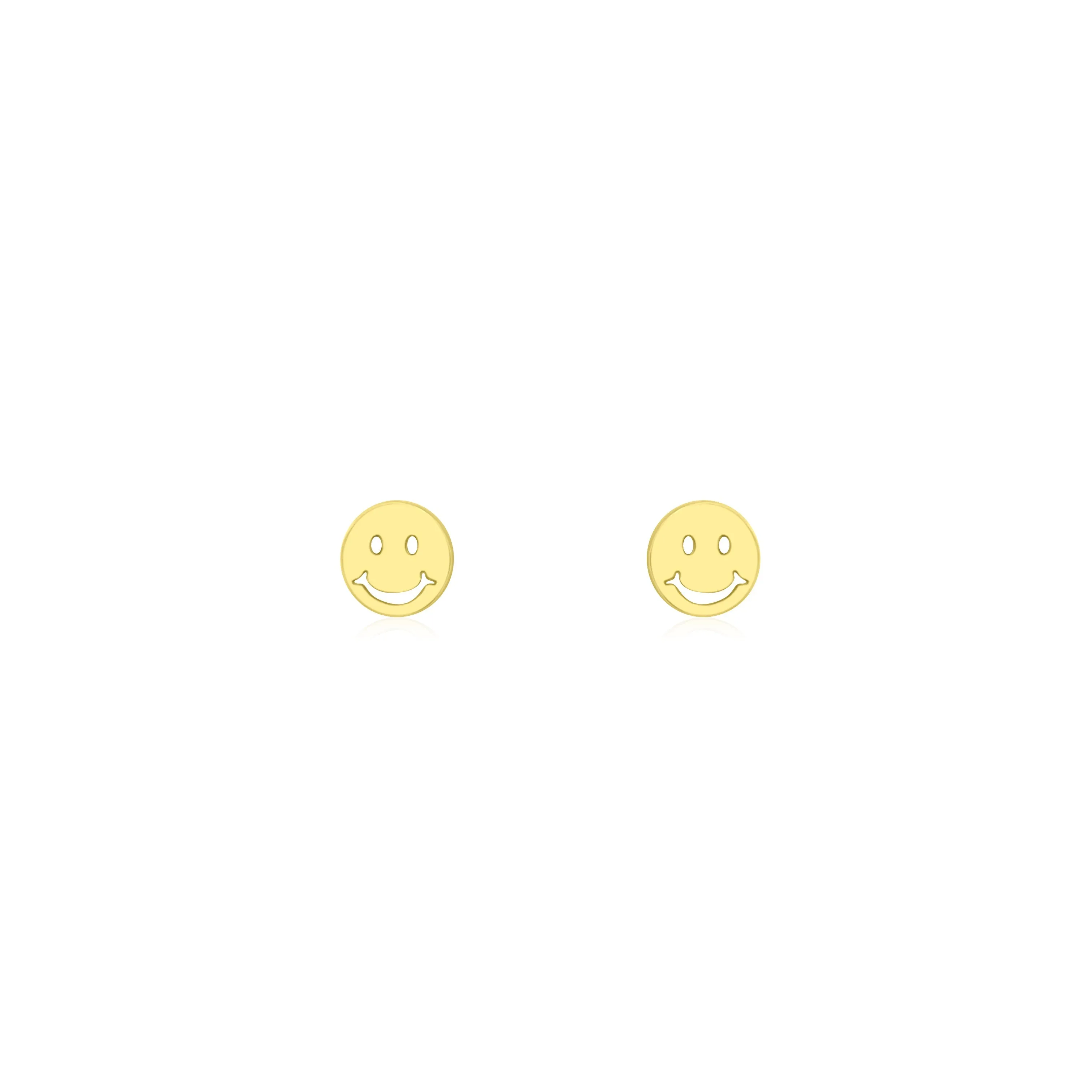 14k Gold Happy Face Studs