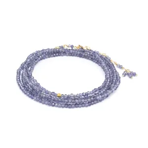14k Iolite Wrap Bracelet & Necklace with 18K Hex Bead