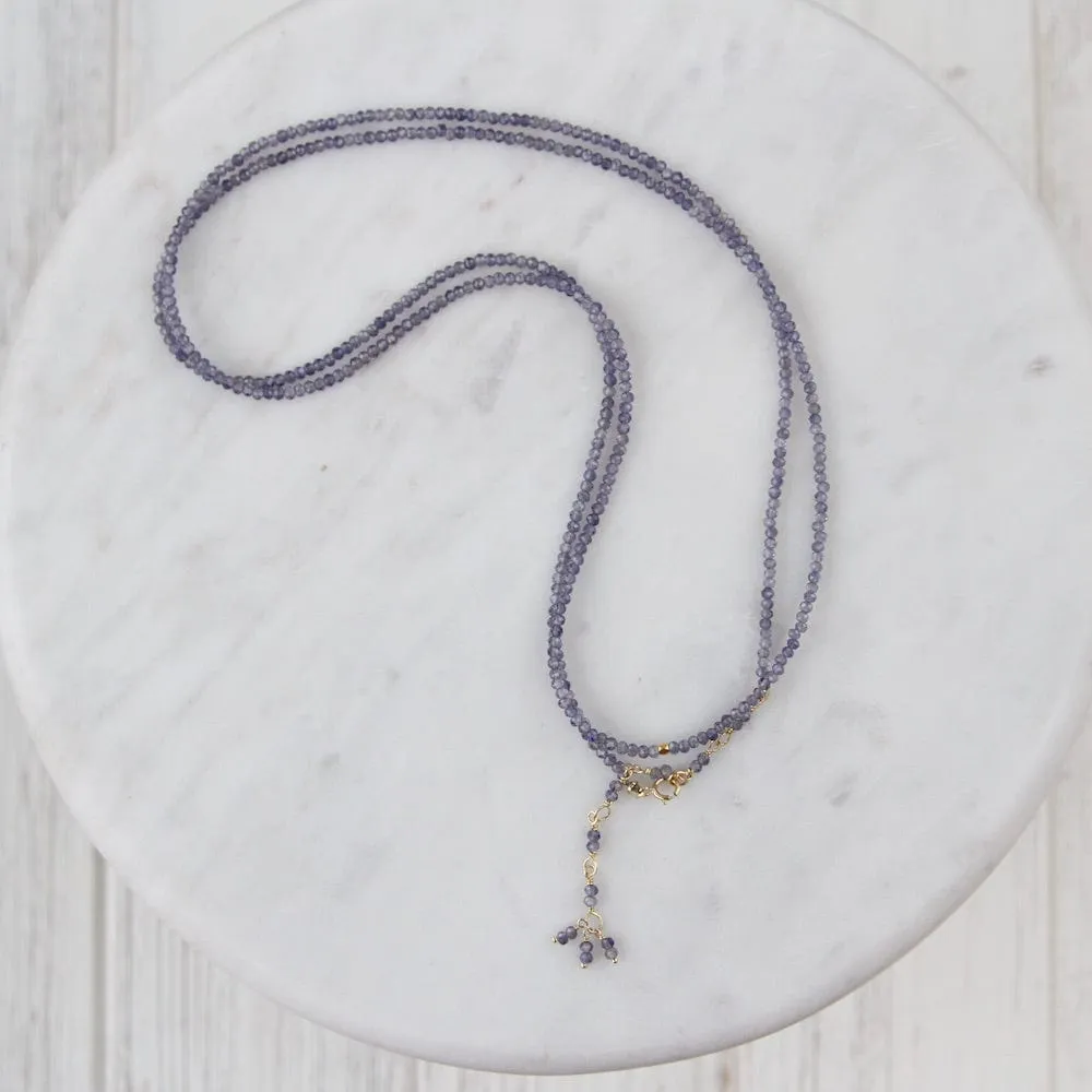 14k Iolite Wrap Bracelet & Necklace with 18K Hex Bead