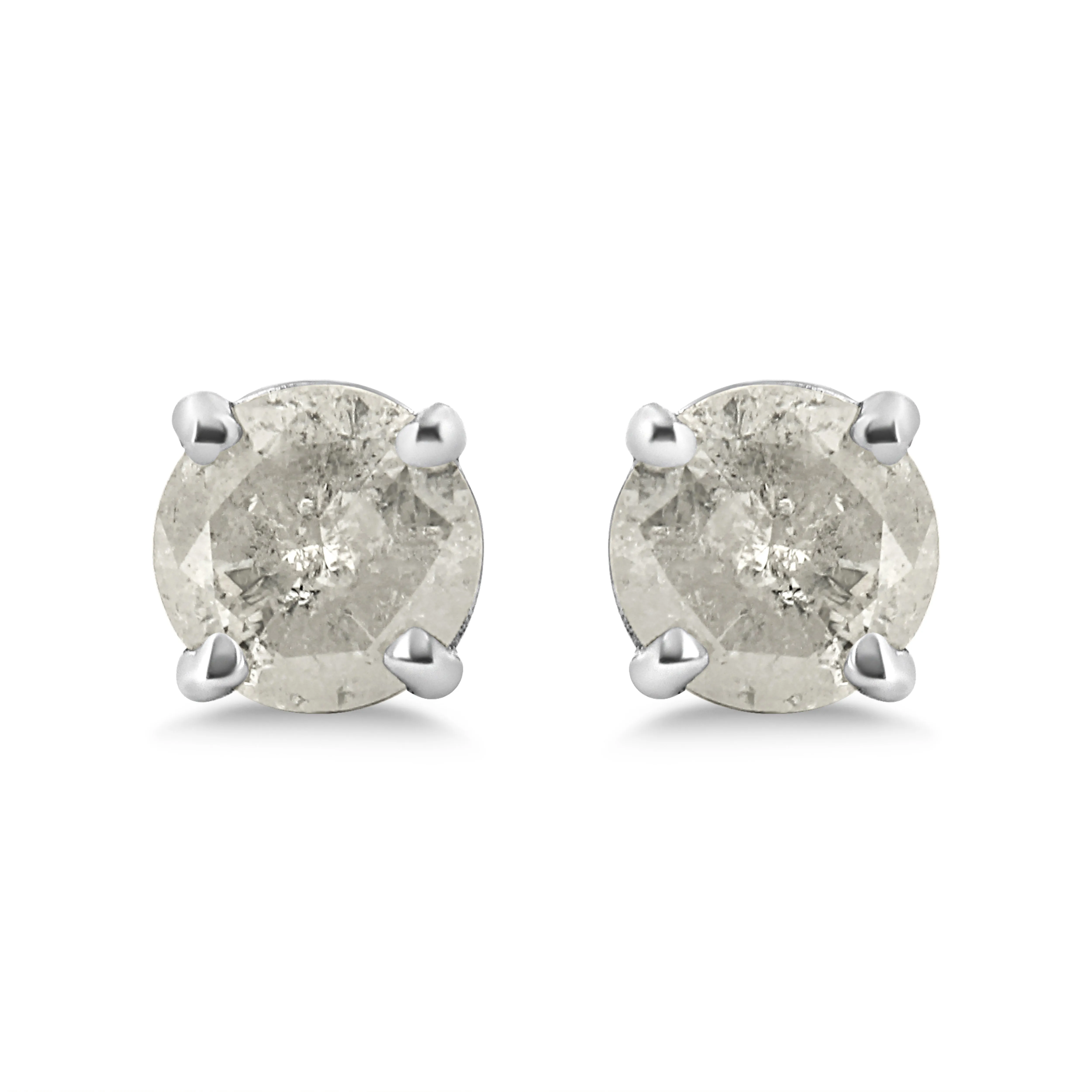 14K White Gold 1 1/2 Cttw Lab Grown Pink Cushion 4-Prong Set Classic Diamond Solitaire Stud Earrings