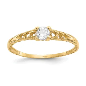 14k Yellow Gold White Topaz Birthstone Baby Ring