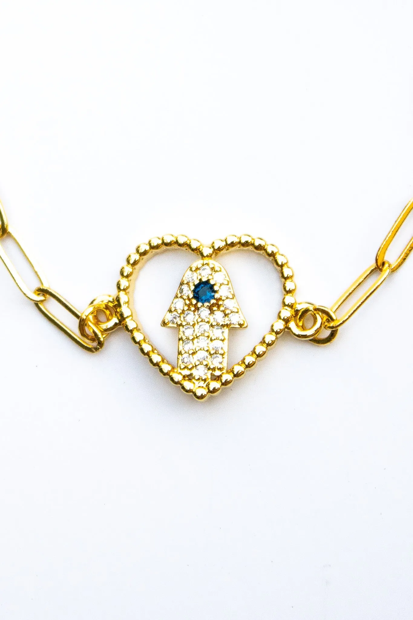 18K Link Heart of Fatima Bracelet