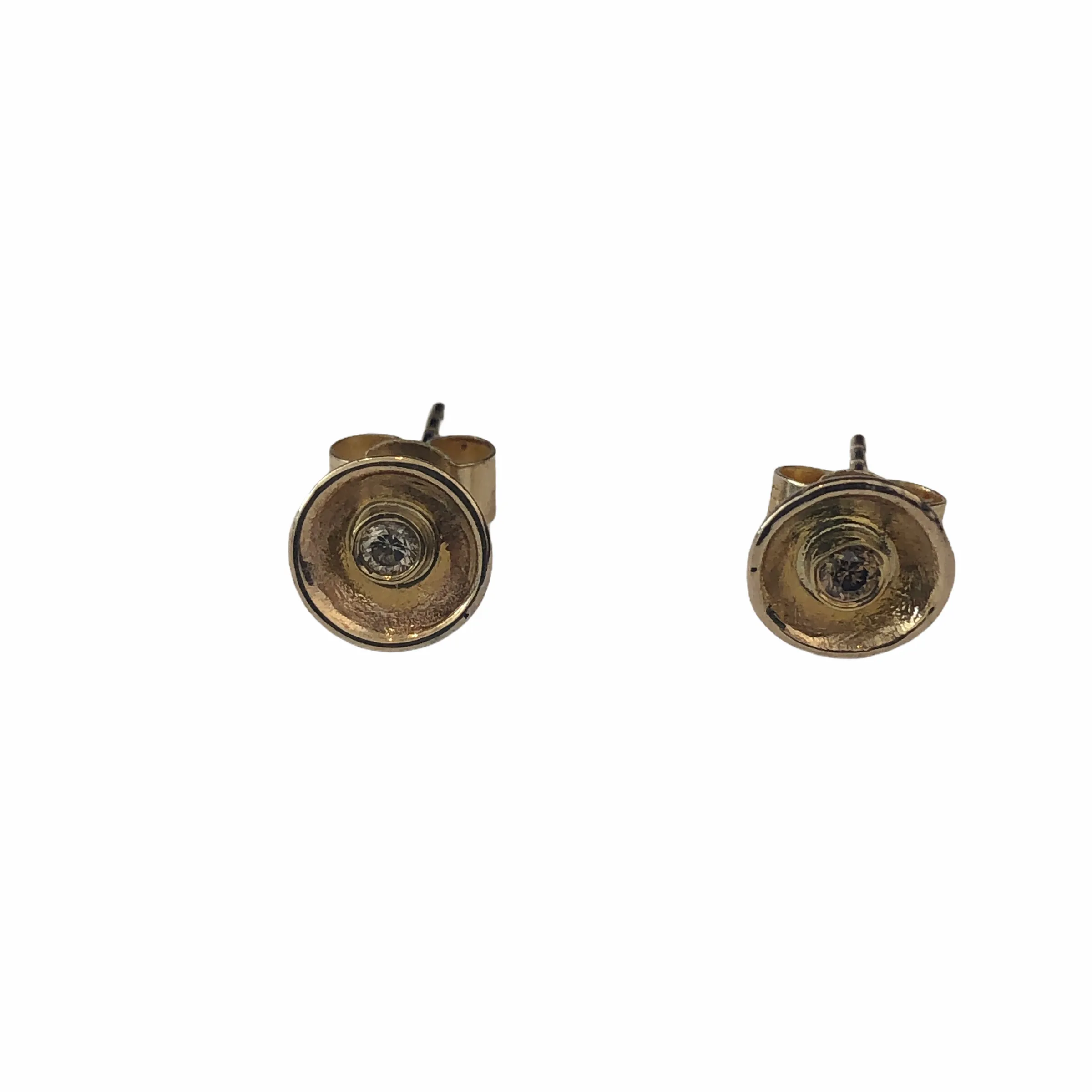 18kt Gold Acorn Cup Studs with Champagne Diamonds