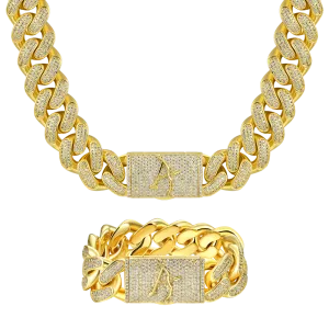 19mm Iced Cuban Chain And Bracelet Gift Set