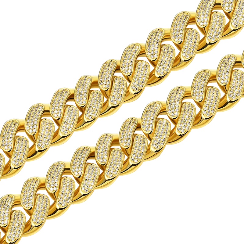 19mm Iced Cuban Chain And Bracelet Gift Set