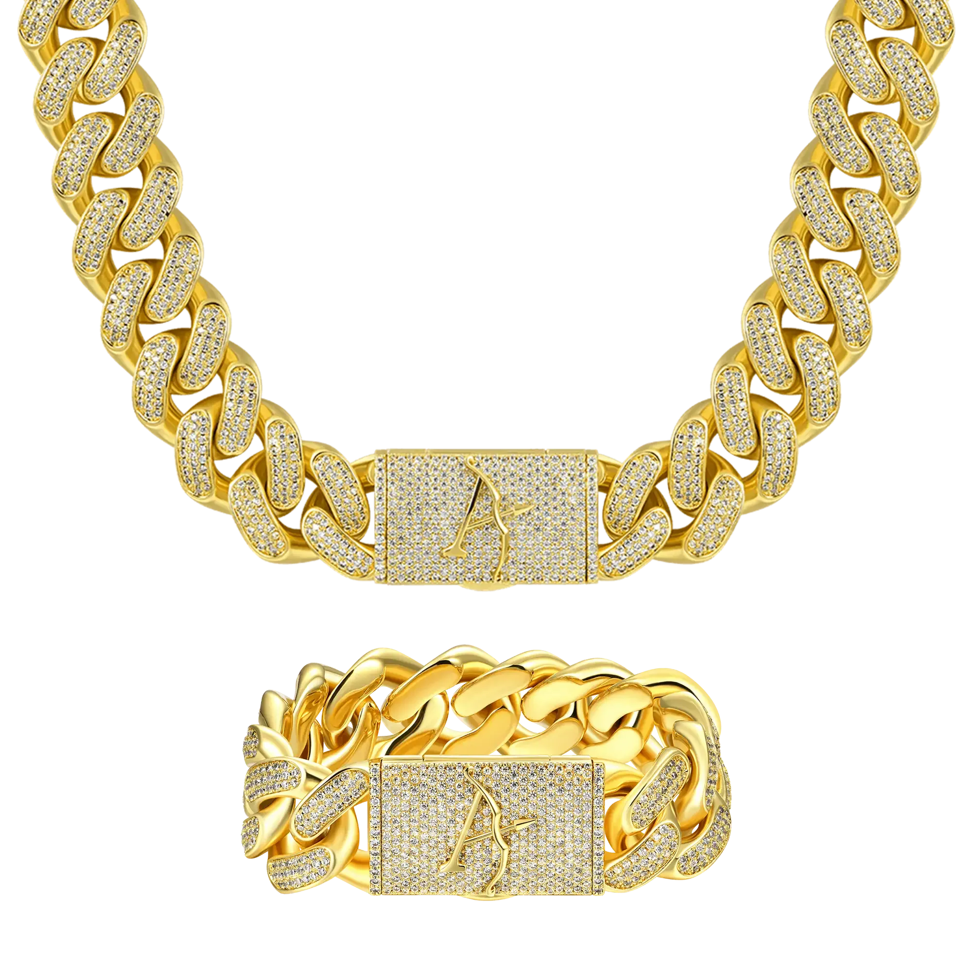 19mm Iced Cuban Chain And Bracelet Gift Set