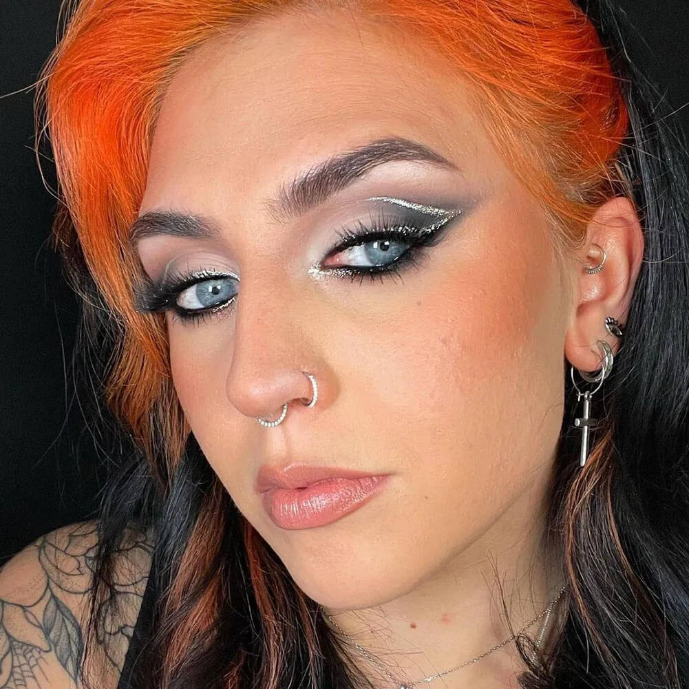 20G Titanium Nose Ring Hinged Segment CZ Hoop Ring