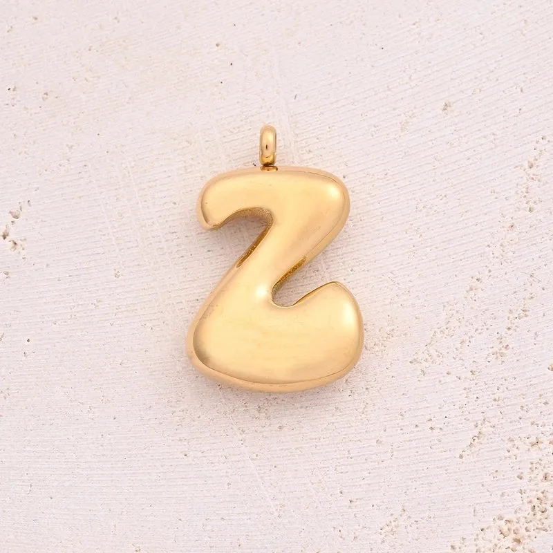 5 Pcs/Package 25x14mm 25x15mm 25x22mm Hole 2~2.9mm 304 Stainless Steel 18K Gold Plated Letter Bubble Simple Polished Pendant