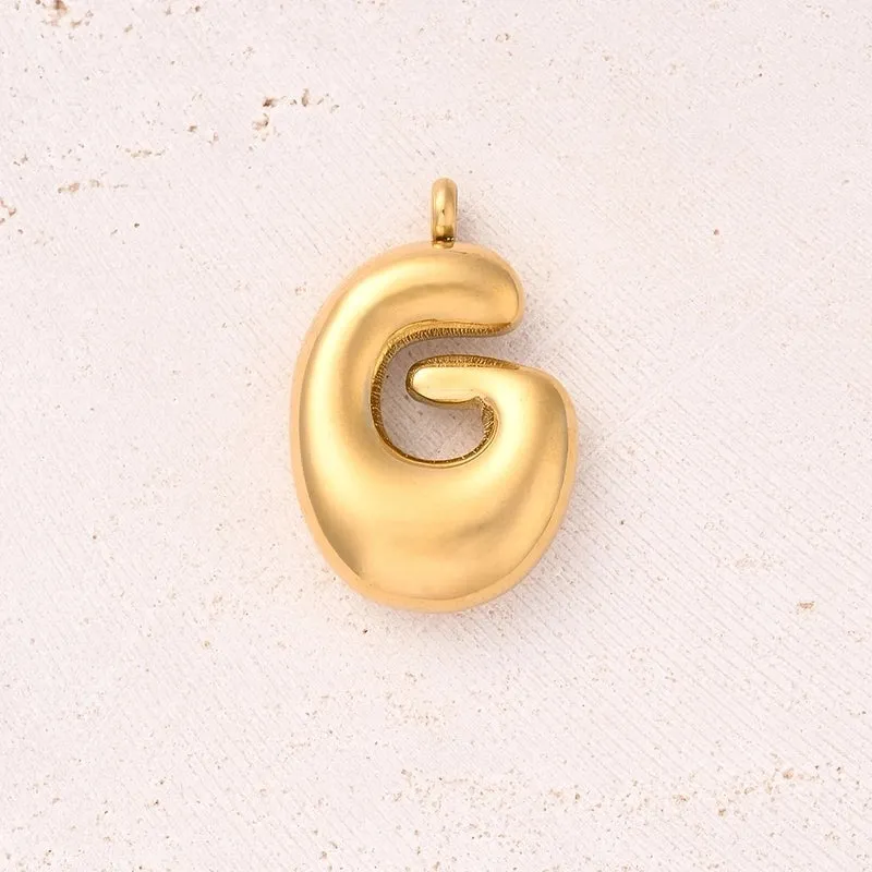 5 Pcs/Package 25x14mm 25x15mm 25x22mm Hole 2~2.9mm 304 Stainless Steel 18K Gold Plated Letter Bubble Simple Polished Pendant