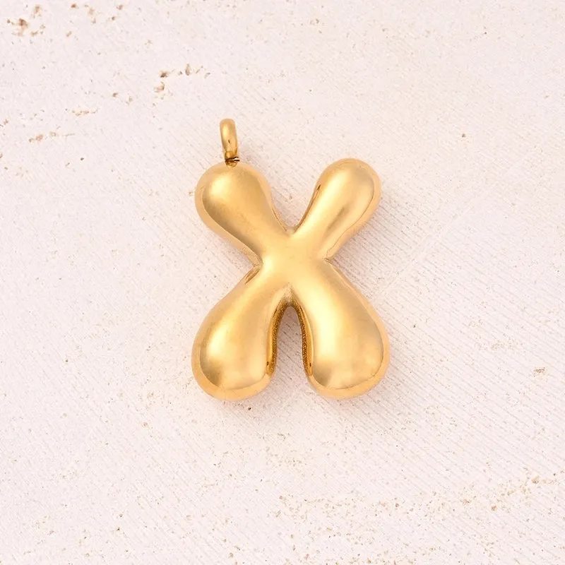 5 Pcs/Package 25x14mm 25x15mm 25x22mm Hole 2~2.9mm 304 Stainless Steel 18K Gold Plated Letter Bubble Simple Polished Pendant