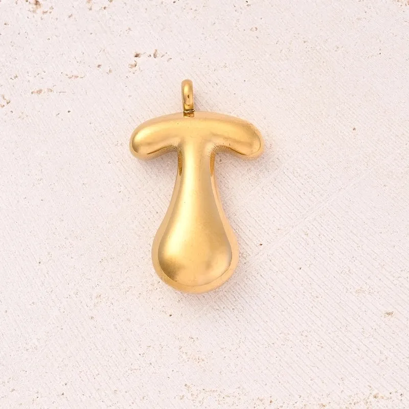 5 Pcs/Package 25x14mm 25x15mm 25x22mm Hole 2~2.9mm 304 Stainless Steel 18K Gold Plated Letter Bubble Simple Polished Pendant