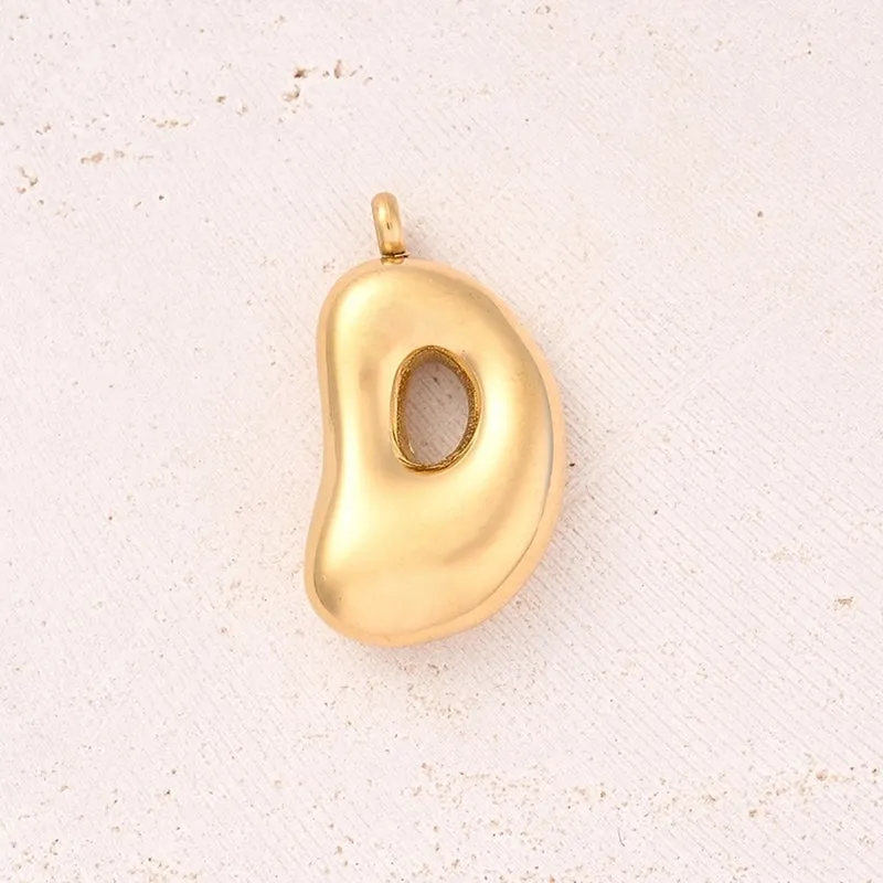 5 Pcs/Package 25x14mm 25x15mm 25x22mm Hole 2~2.9mm 304 Stainless Steel 18K Gold Plated Letter Bubble Simple Polished Pendant