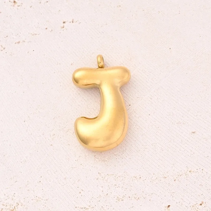 5 Pcs/Package 25x14mm 25x15mm 25x22mm Hole 2~2.9mm 304 Stainless Steel 18K Gold Plated Letter Bubble Simple Polished Pendant