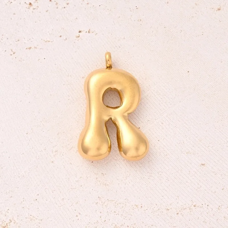 5 Pcs/Package 25x14mm 25x15mm 25x22mm Hole 2~2.9mm 304 Stainless Steel 18K Gold Plated Letter Bubble Simple Polished Pendant