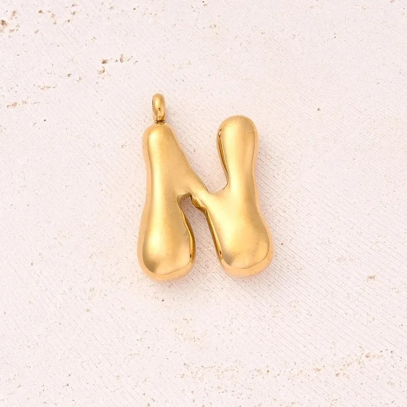 5 Pcs/Package 25x14mm 25x15mm 25x22mm Hole 2~2.9mm 304 Stainless Steel 18K Gold Plated Letter Bubble Simple Polished Pendant