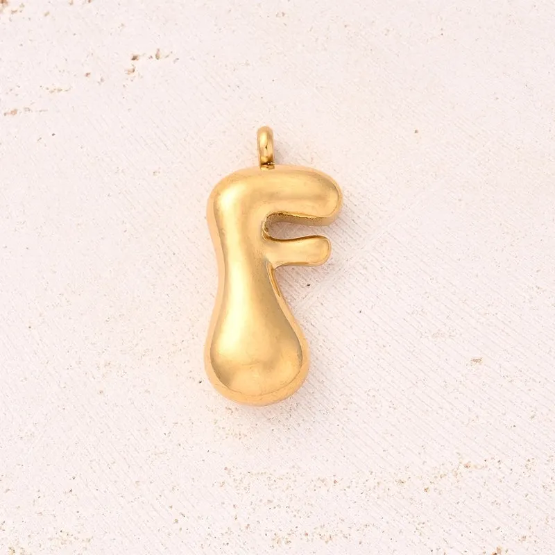 5 Pcs/Package 25x14mm 25x15mm 25x22mm Hole 2~2.9mm 304 Stainless Steel 18K Gold Plated Letter Bubble Simple Polished Pendant