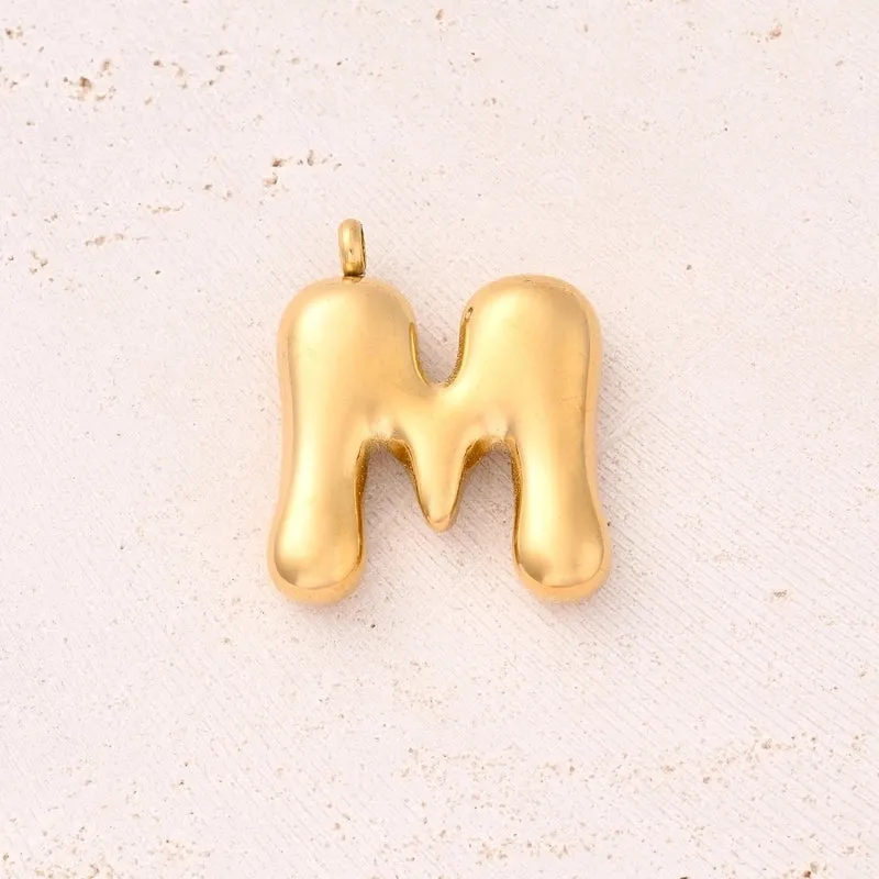 5 Pcs/Package 25x14mm 25x15mm 25x22mm Hole 2~2.9mm 304 Stainless Steel 18K Gold Plated Letter Bubble Simple Polished Pendant