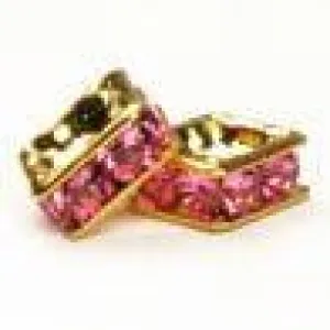 8mm Gold Plate Squaredell - Rose  (Sold by the piece)