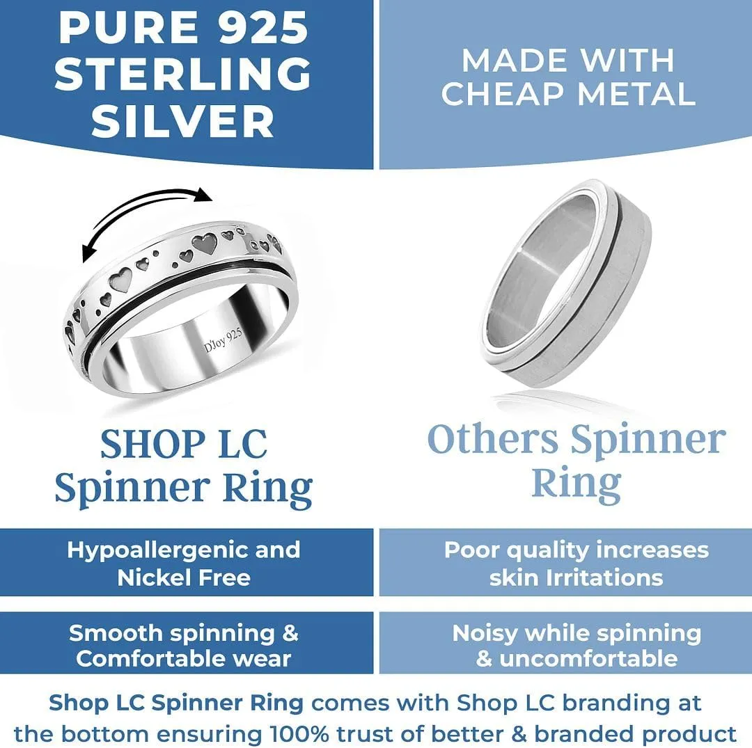 925 Sterling Silver Fidget Ring Spinner Moon Star Anxiety Ring for Women Men Platinum Plated Jewelry Stress Anxiety Relief Items Promise Engagement Wedding Band Birthday Gifts for Women