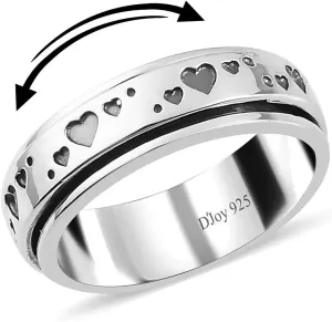 925 Sterling Silver Fidget Ring Spinner Moon Star Anxiety Ring for Women Men Platinum Plated Jewelry Stress Anxiety Relief Items Promise Engagement Wedding Band Birthday Gifts for Women