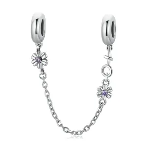 925 Sterling Silver Flower Safety Chain For Diy Bracelets & Necklaces
