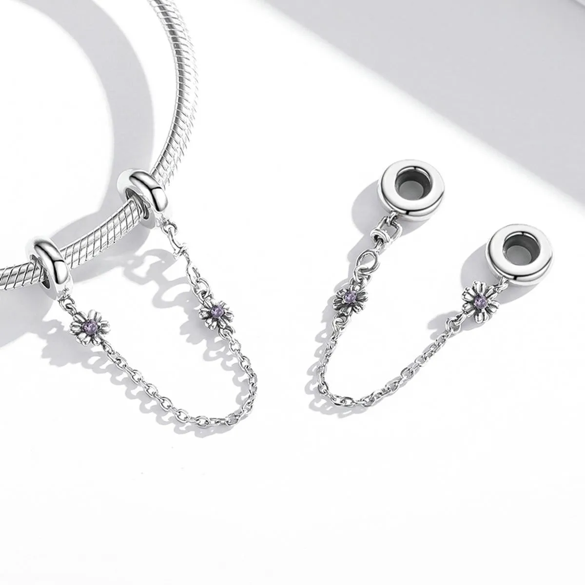 925 Sterling Silver Flower Safety Chain For Diy Bracelets & Necklaces