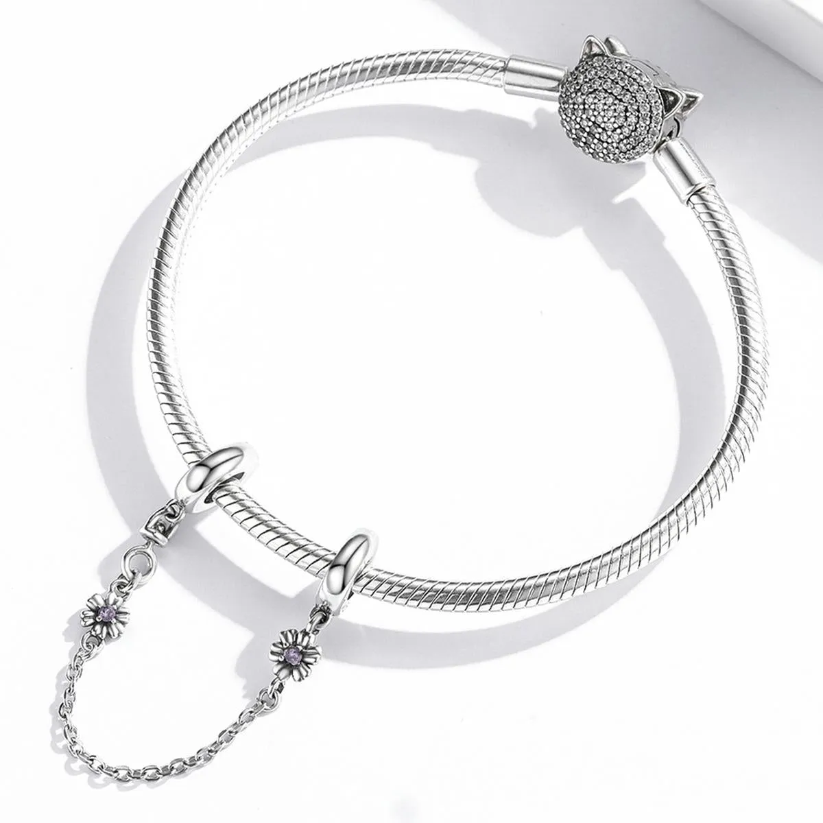 925 Sterling Silver Flower Safety Chain For Diy Bracelets & Necklaces