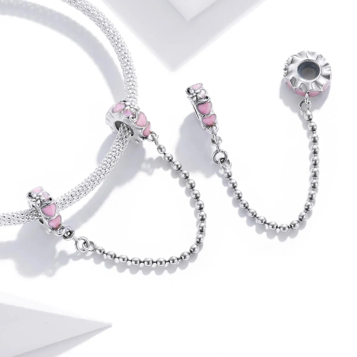 925 Sterling Silver Heart Safety Chain For Diy Bracelets & Necklaces