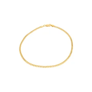 9ct Yellow Gold 25cm Diamond Cut Bevel Curb Anklet