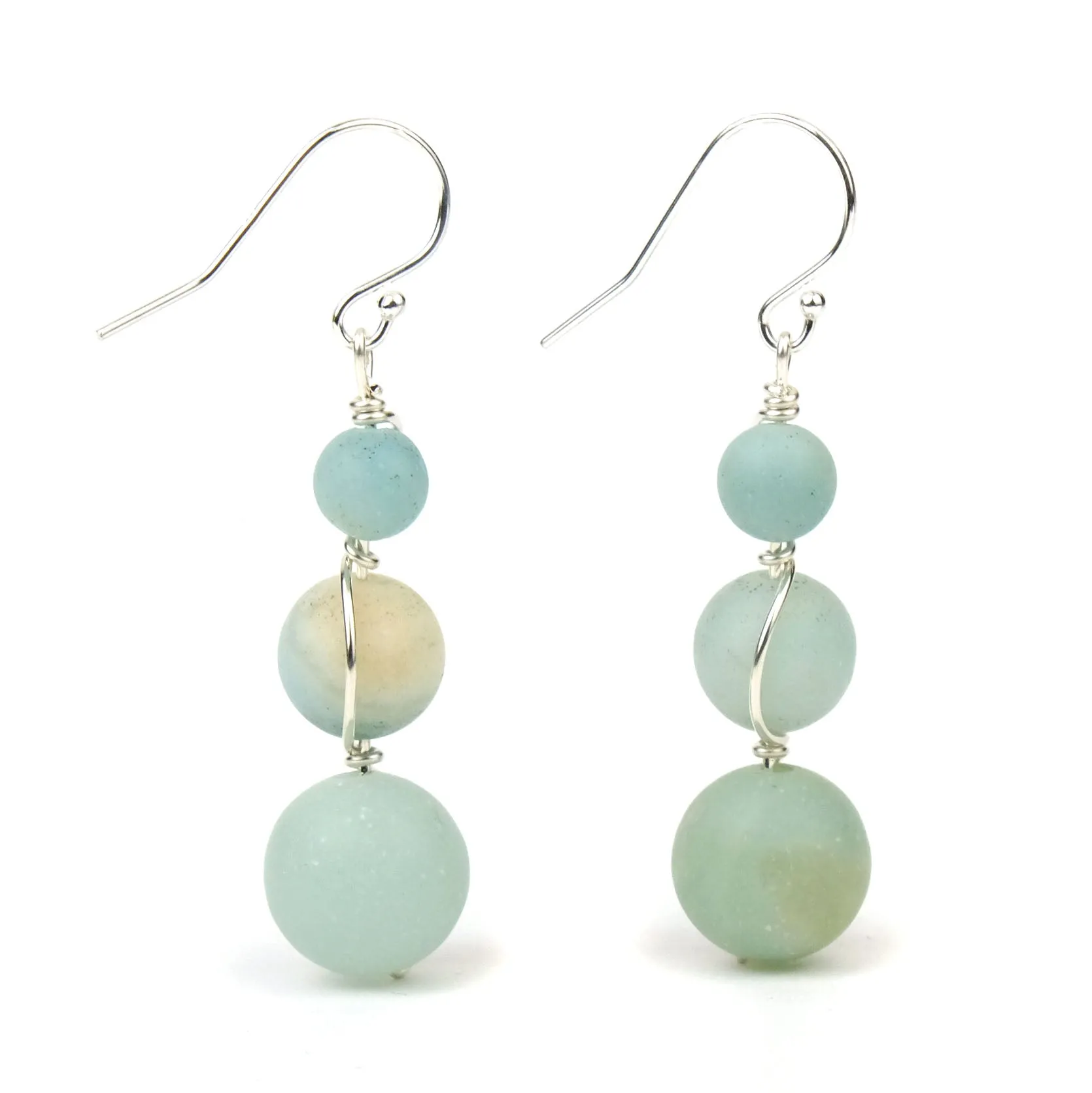 Amazonite Matte Earrings with Sterling Silver French Ear Wires