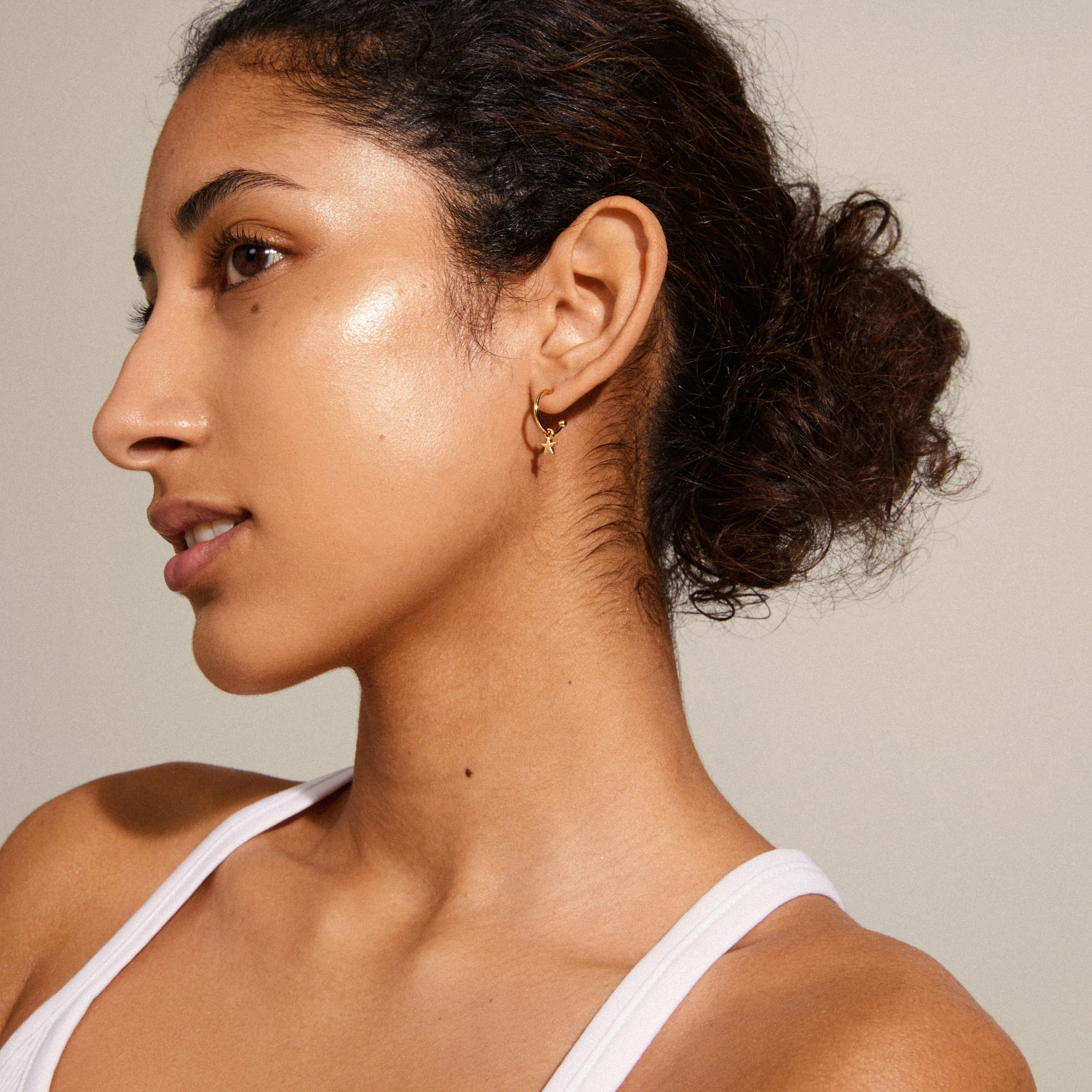 AVA recycled star hoop earrings gold-plated