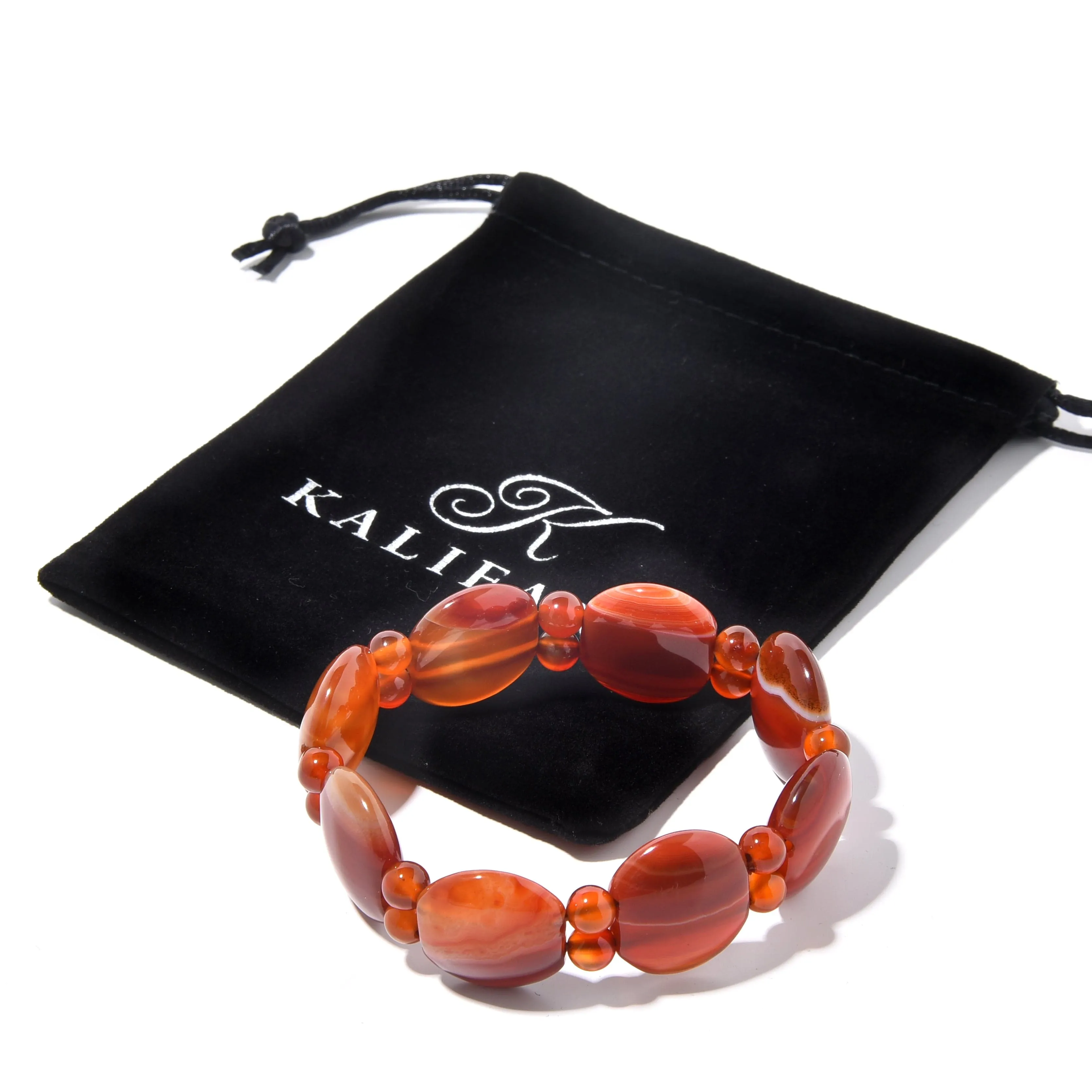 Banded Carnelian Natural Gemstone Elastic Bracelet