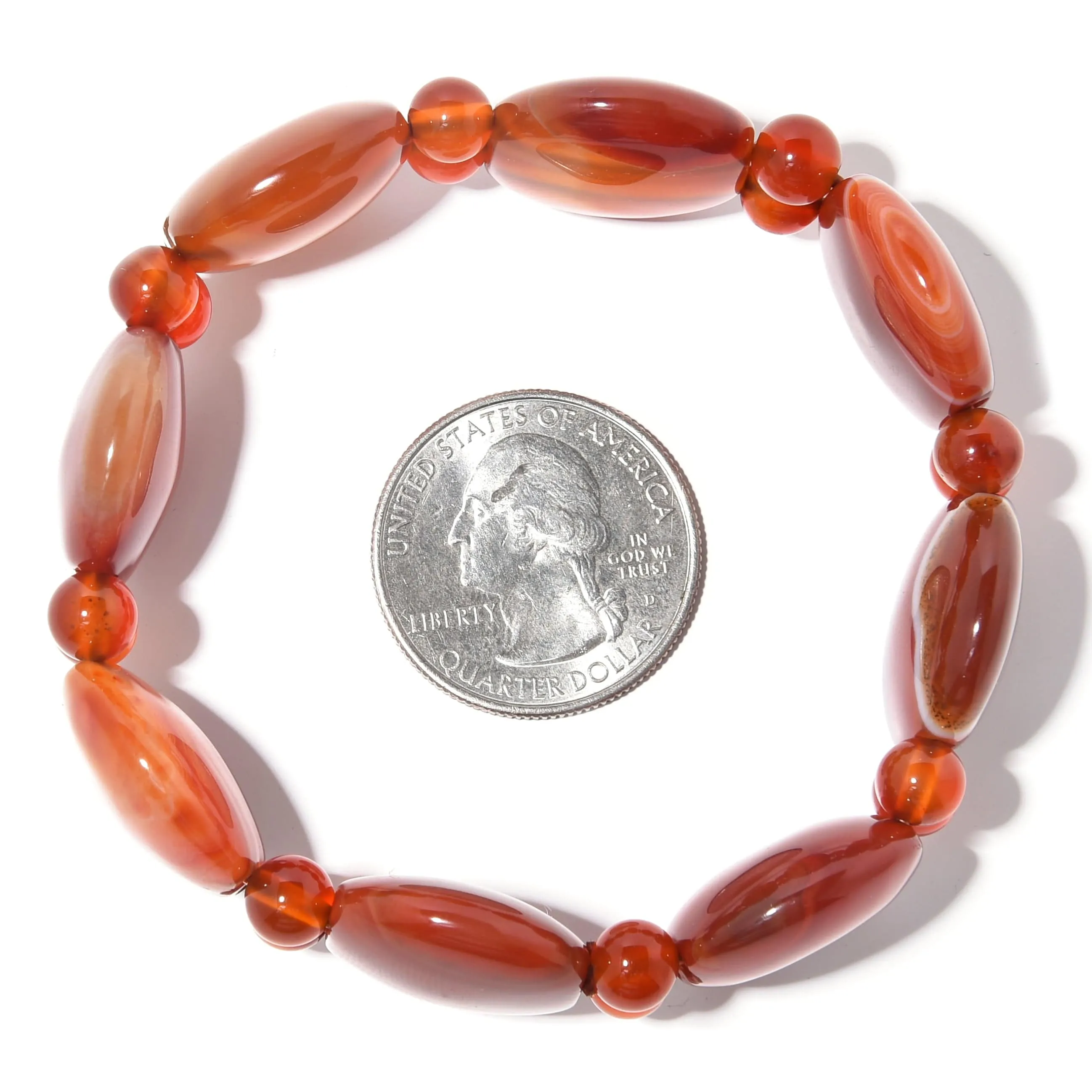 Banded Carnelian Natural Gemstone Elastic Bracelet
