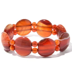 Banded Carnelian Natural Gemstone Elastic Bracelet
