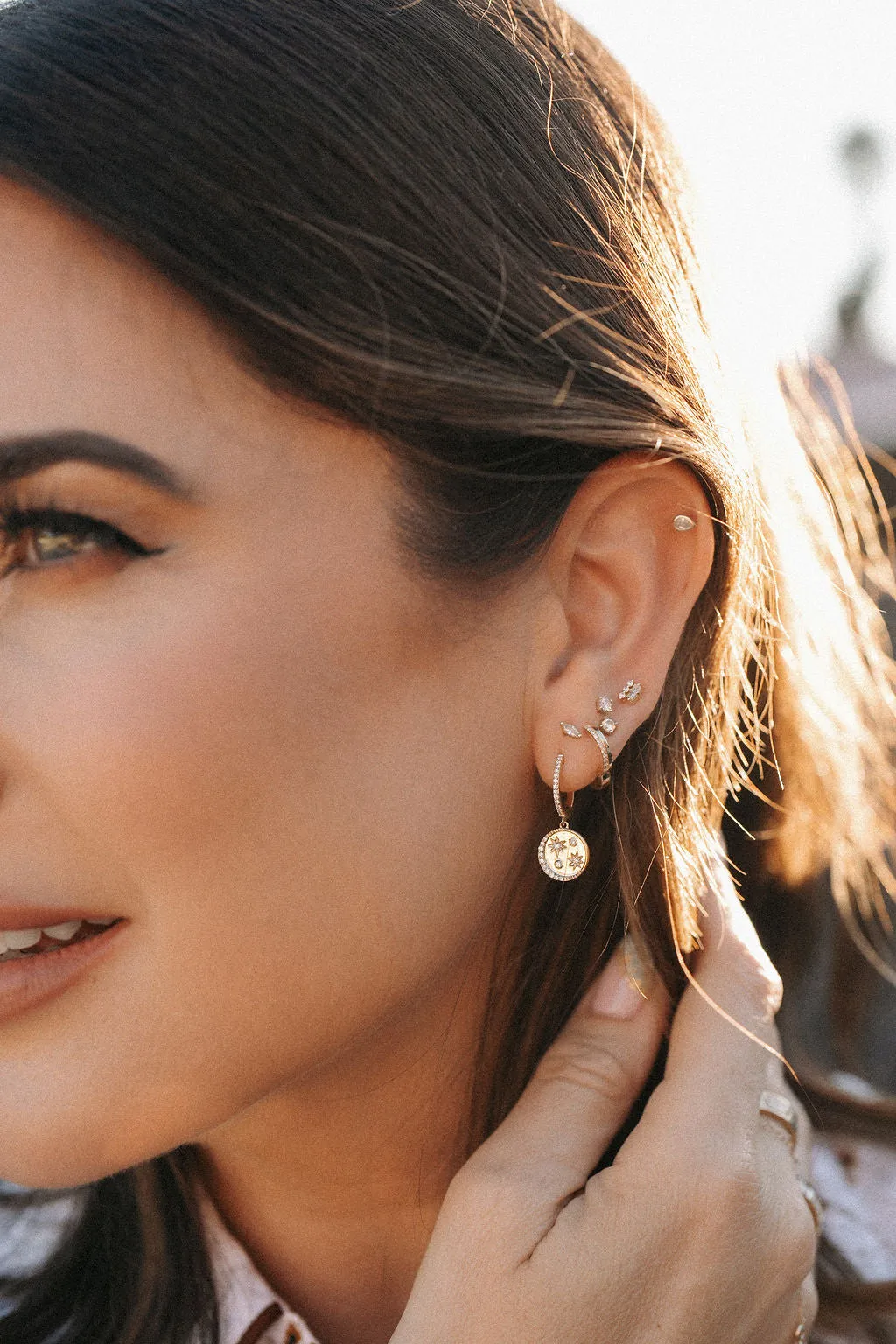Bezeled Marquise Diamond Stud Earrings