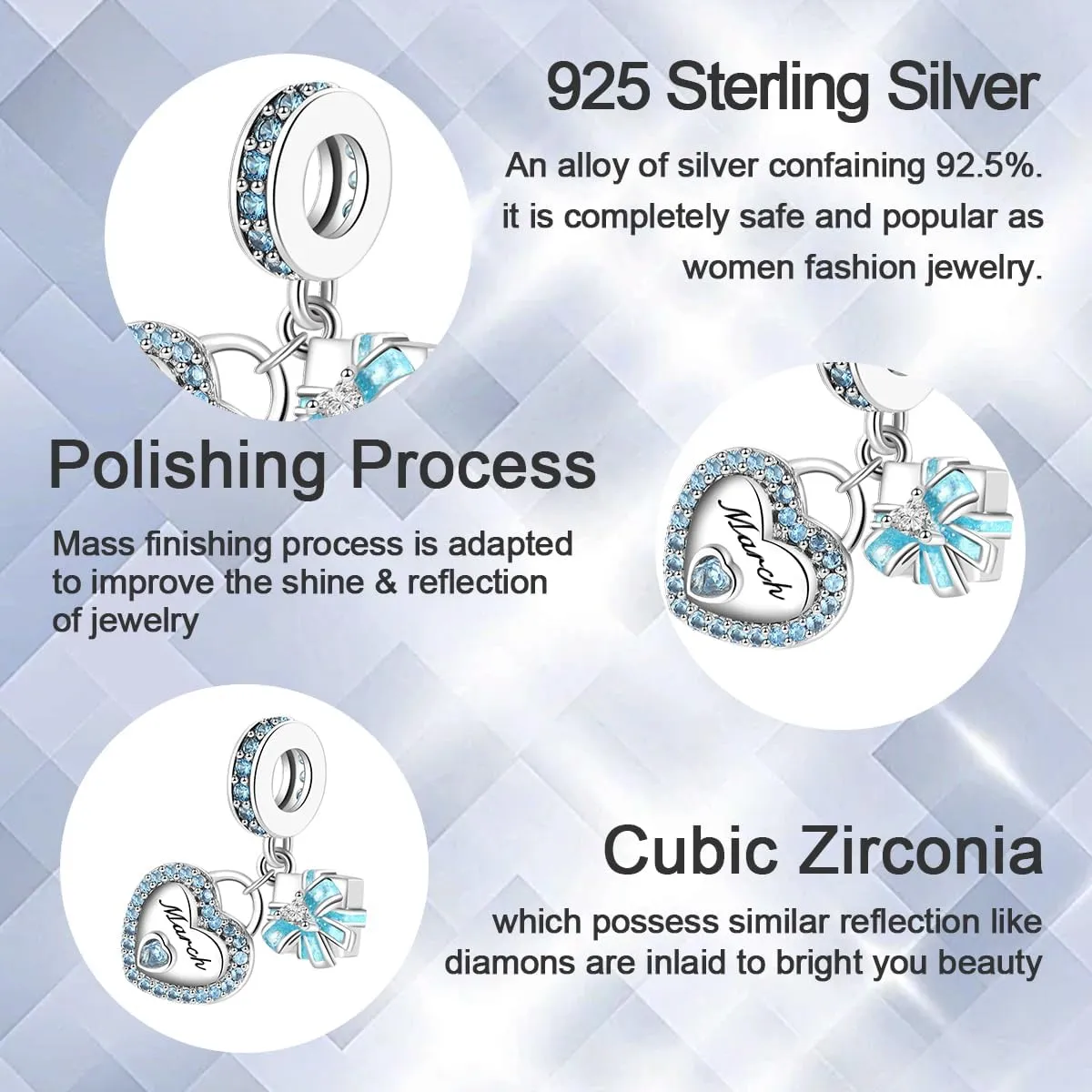 Birthstone Charms for Bracelet 925 Sterling Silver Heart Gift Box Dangle Pendants Birthday Mother's Day Christmas Jewelry Gifts For Women