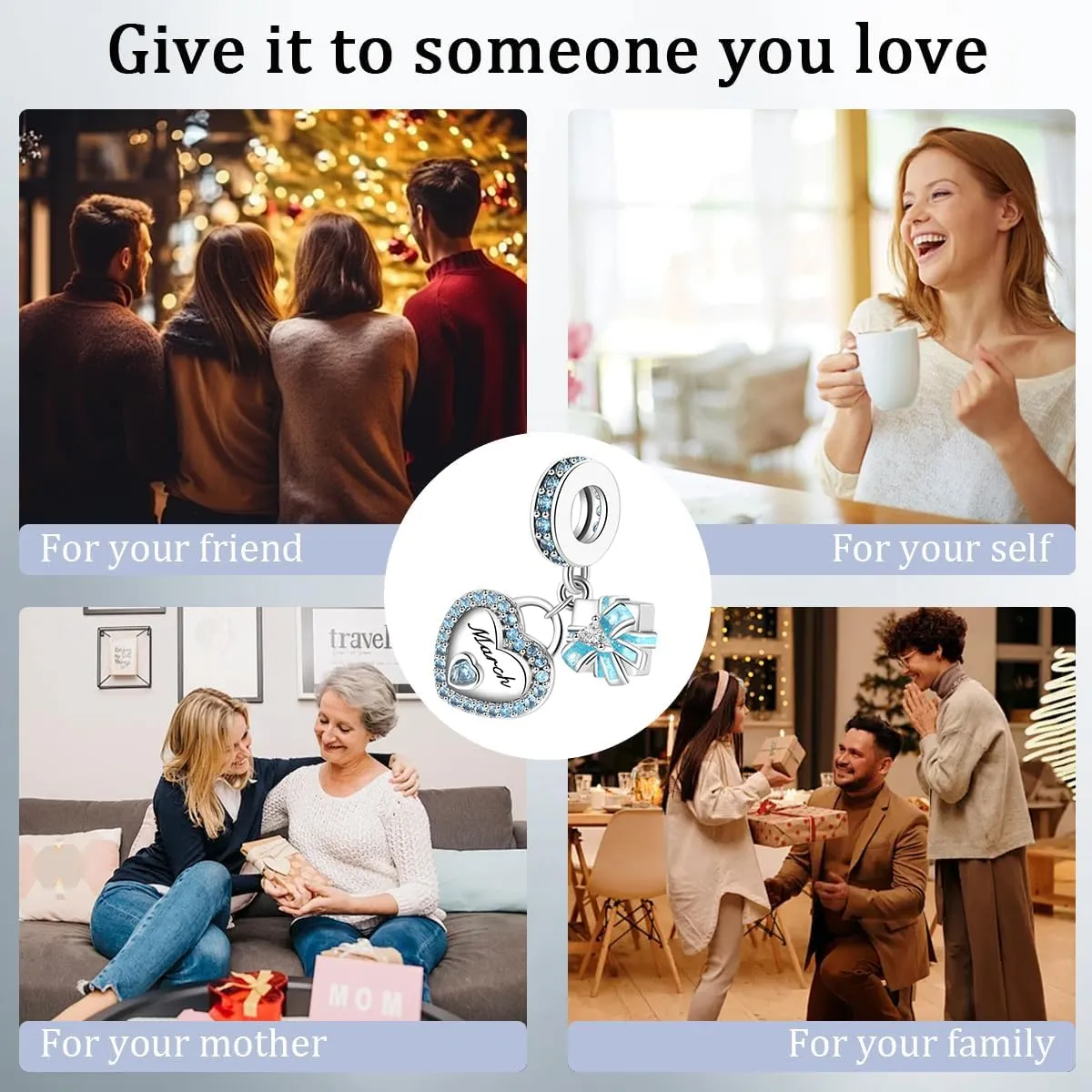 Birthstone Charms for Bracelet 925 Sterling Silver Heart Gift Box Dangle Pendants Birthday Mother's Day Christmas Jewelry Gifts For Women
