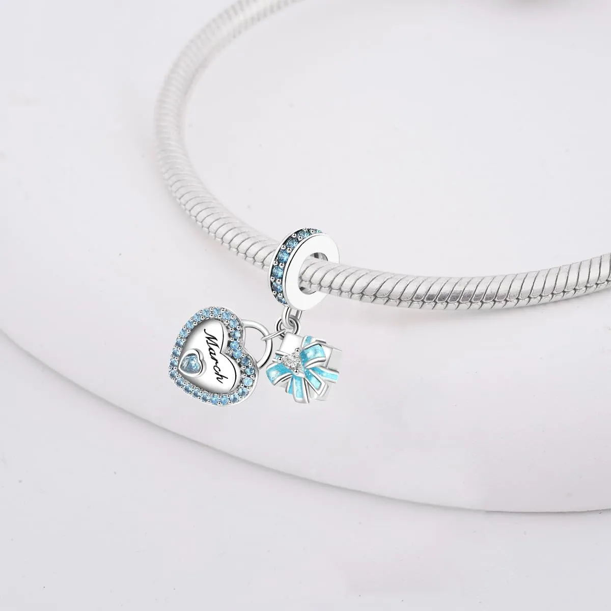 Birthstone Charms for Bracelet 925 Sterling Silver Heart Gift Box Dangle Pendants Birthday Mother's Day Christmas Jewelry Gifts For Women